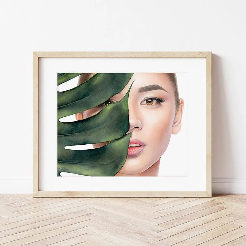 "Monstera" - Giclee print of original watercolor portrait