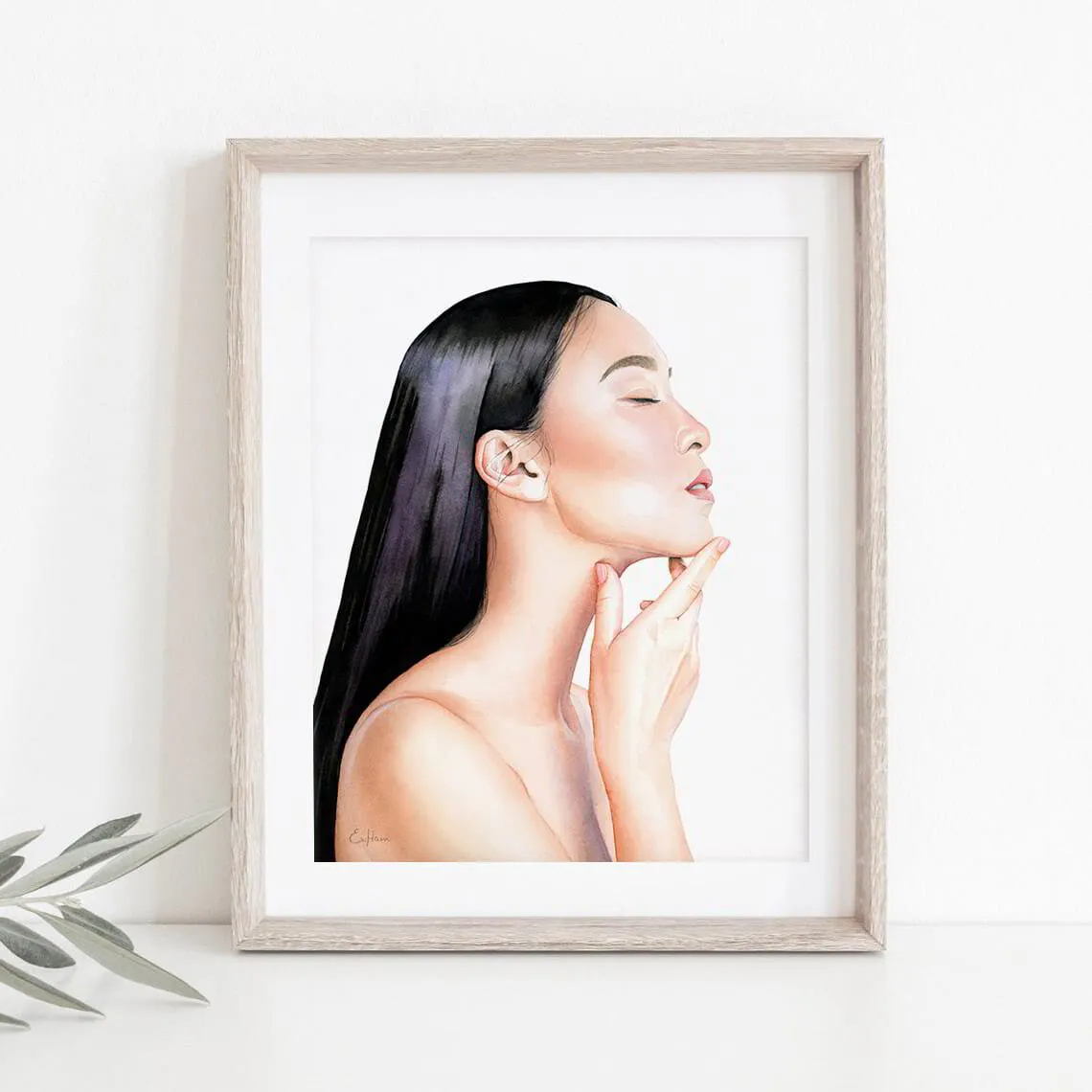 "Zen" - Giclee print of original watercolor portrait