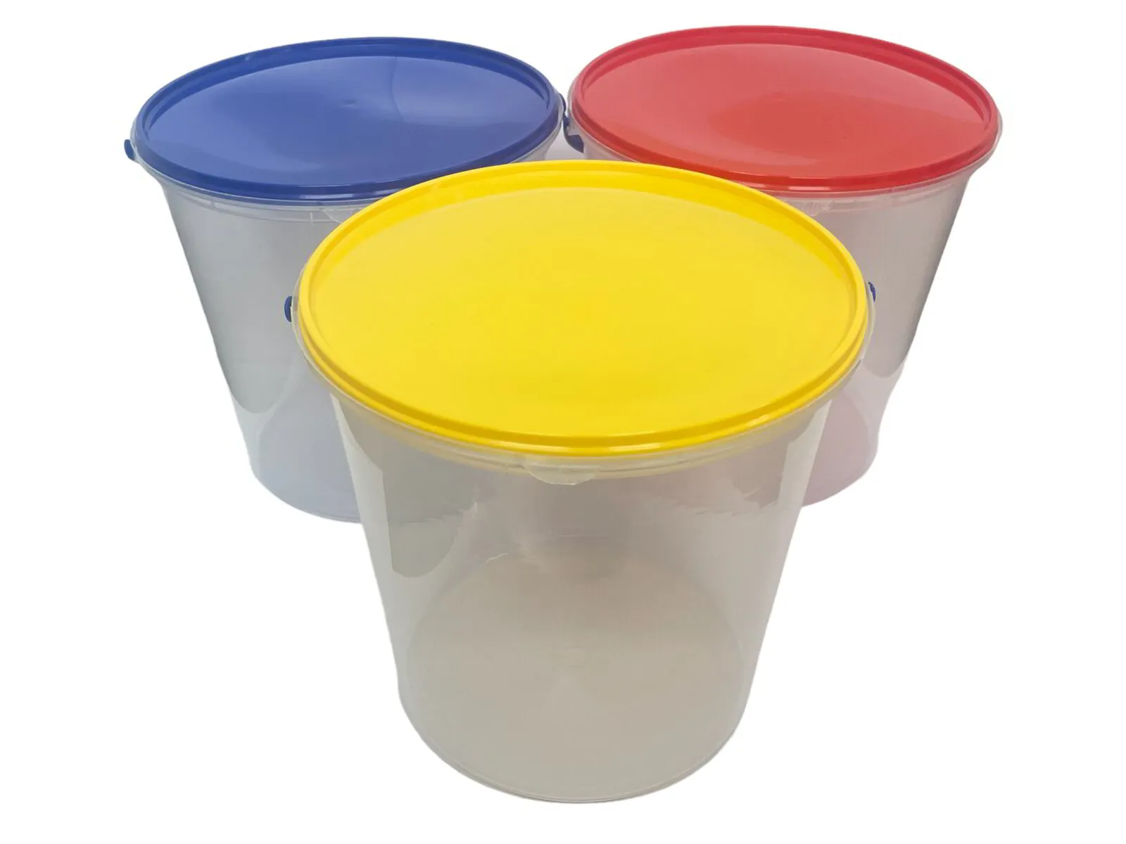 300x 2.3 Plastic Tubs With Coloured Lids