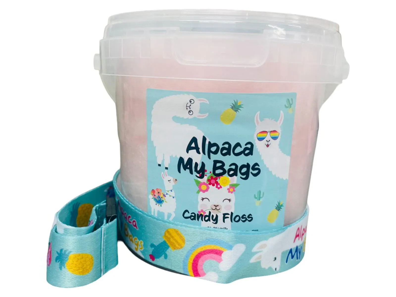 12x Alpaca Candy Floss Tubs with Lanyard