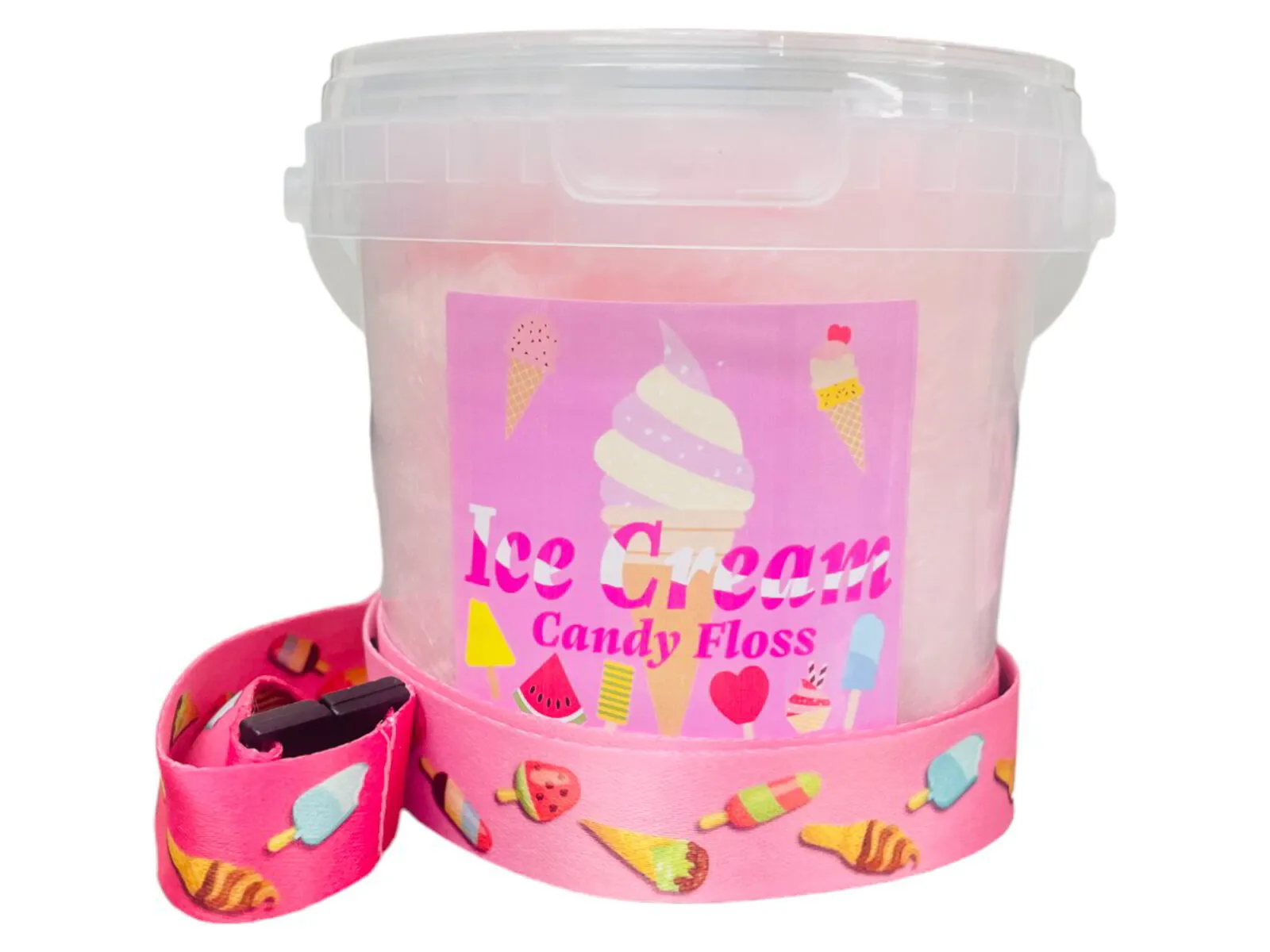 12x Ice Cream Candy Floss Tubs with Lanyard