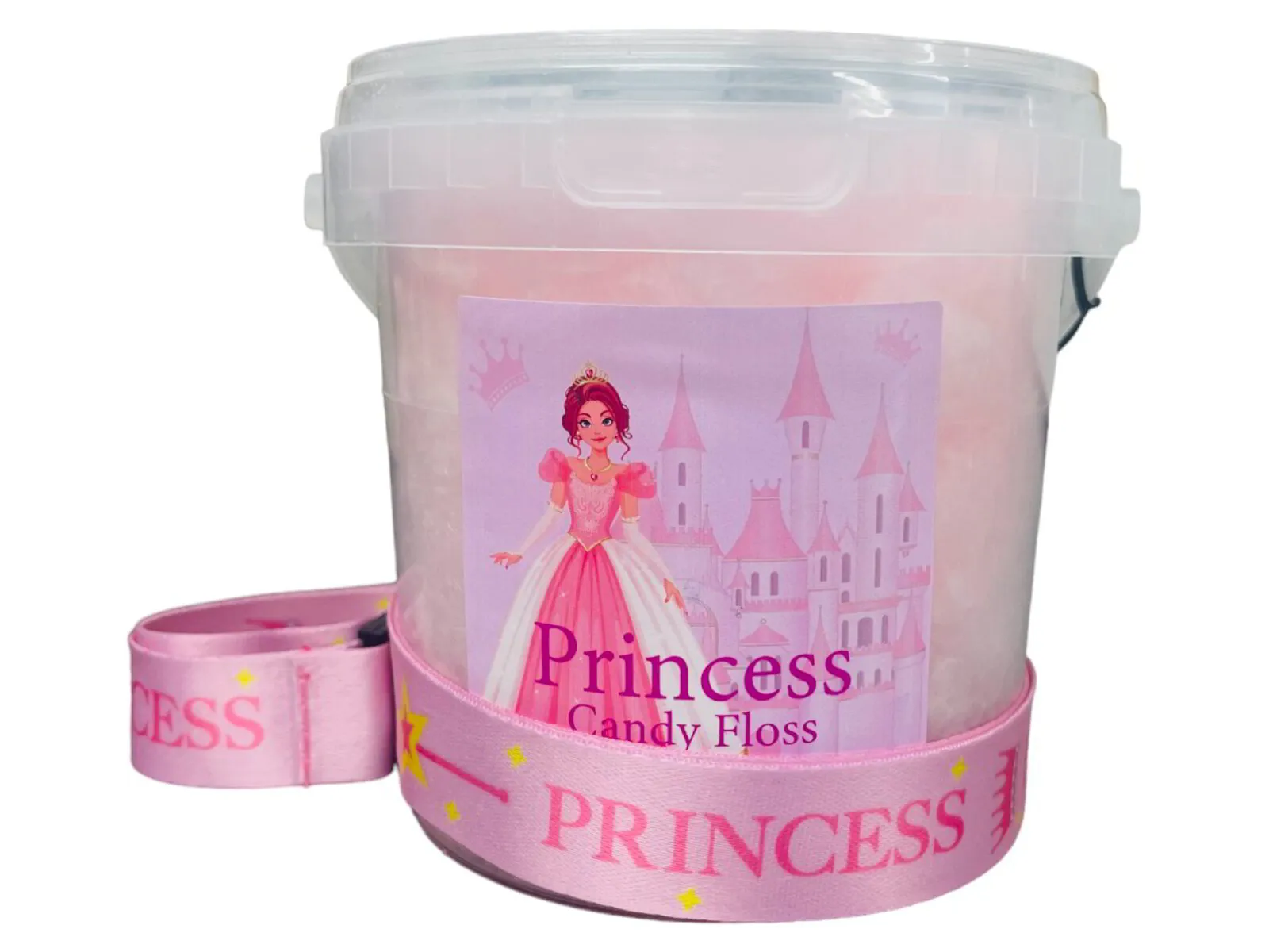 12x Princess Candy Floss Tubs with Lanyard