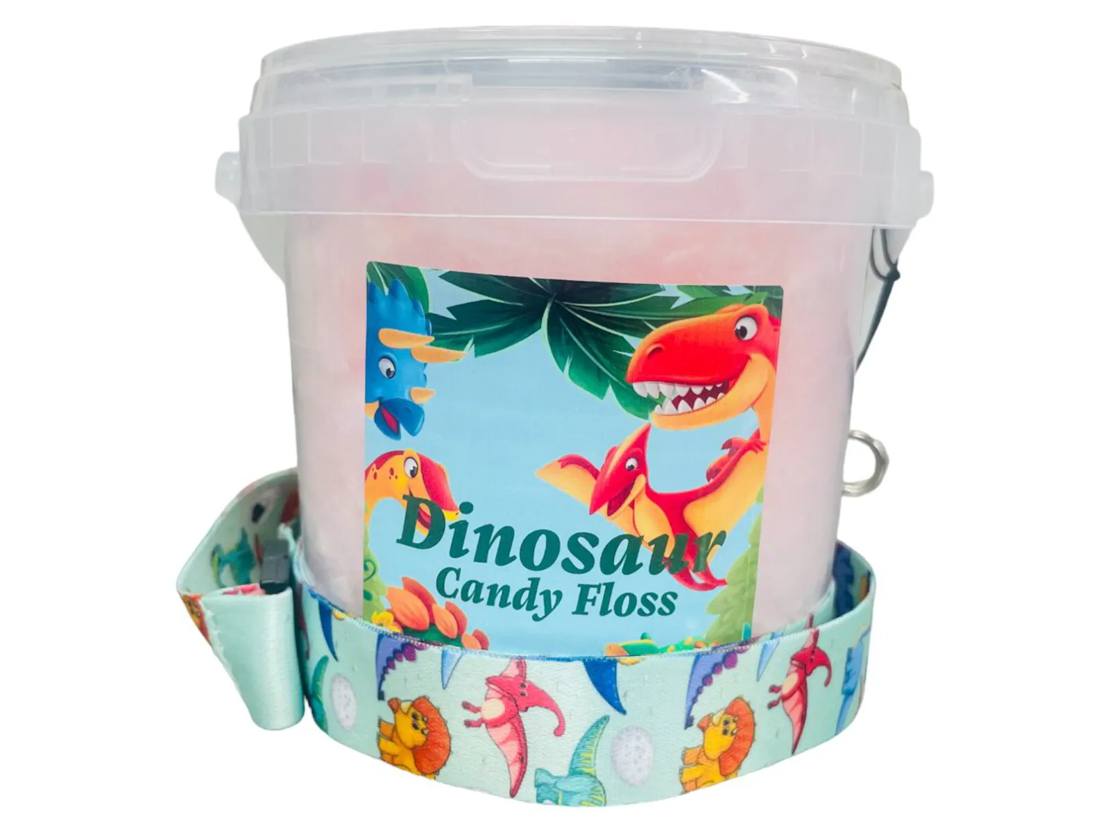 12x Dinosaur Candy Floss Tubs with Lanyard