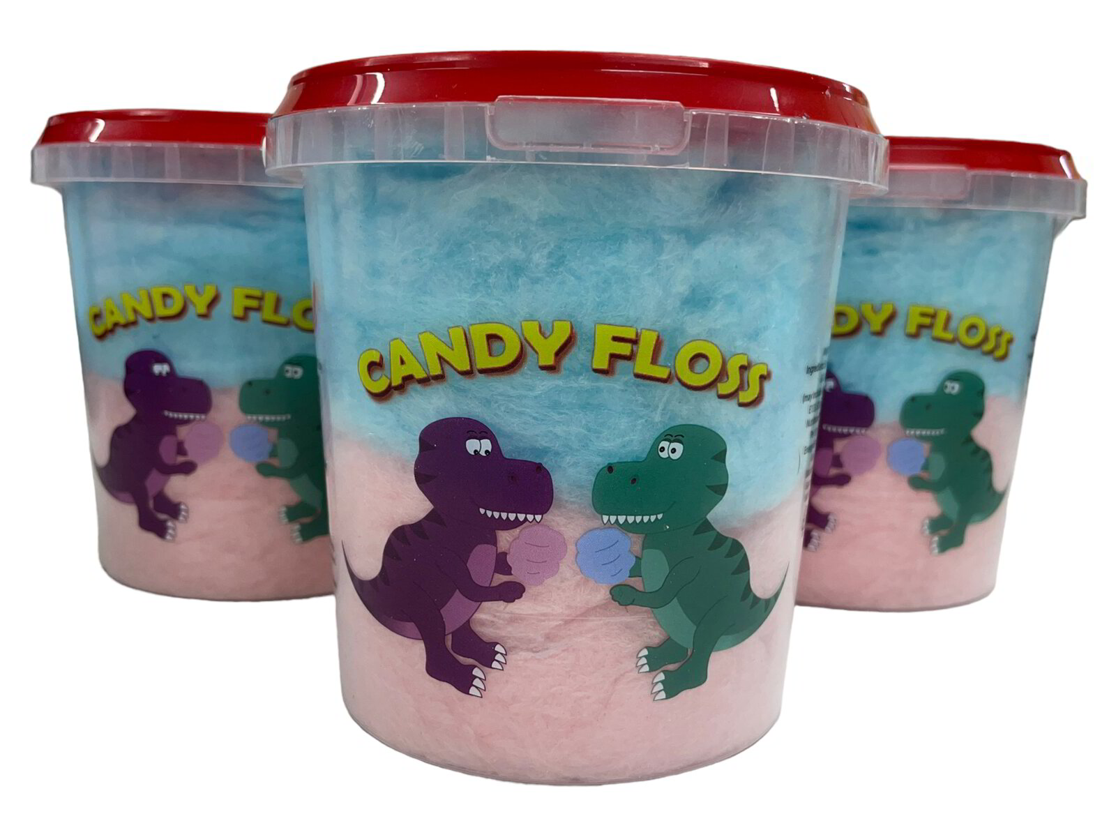 24x 1 litre Candy Floss In Dinosaur Printed Tubs