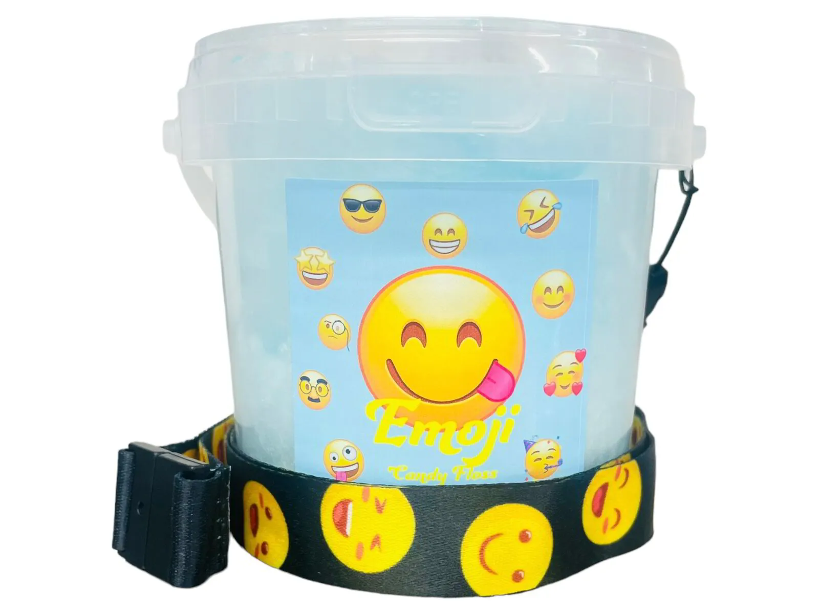 12x Emoji Candy Floss Tubs with Lanyard