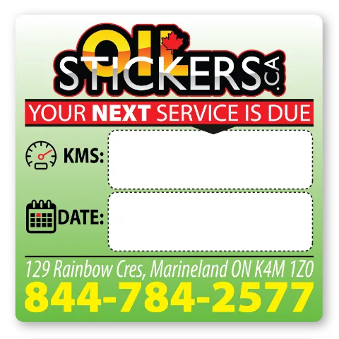 Personalized High Quality Full Color Printed Custom Oil Change Stickers