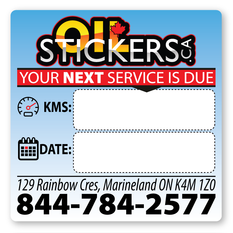 250 Customized Oil Change Reminder Service Stickers Window Clings
