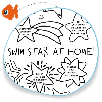 A colouring in sheet to promote swim confidence at home