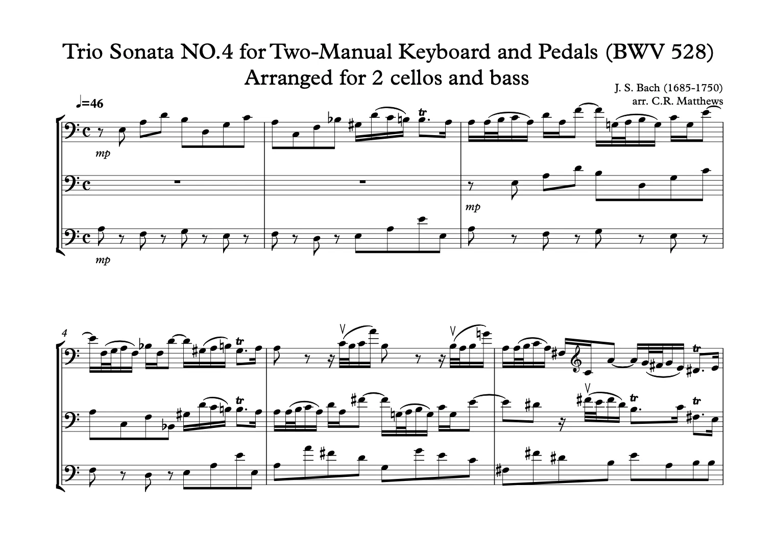 Bach Trio Sonata No. 4 for cello and double bass