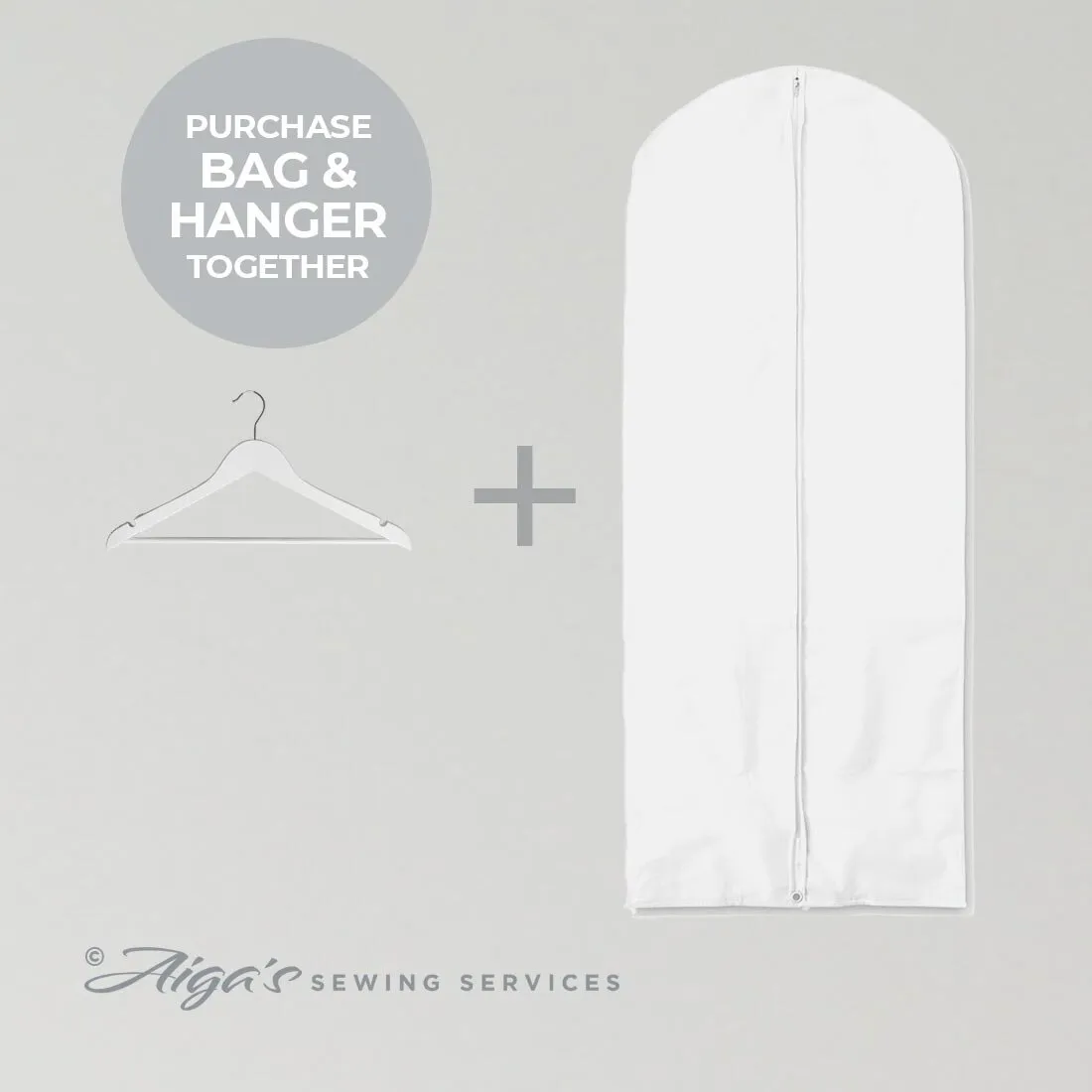 White Non-Woven Garment Bag & White Wooden Hanger