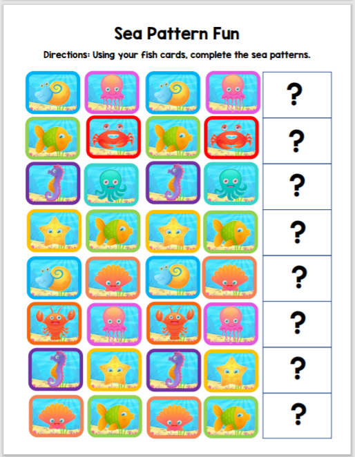 Fun Under the Sea pattern kids printable - Musical Play Day
