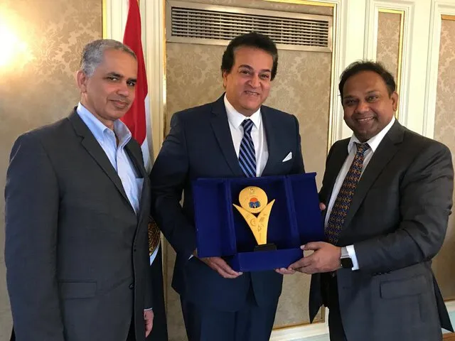Dr. Sen with the Minister of Higher Education in Cairo, Egypt