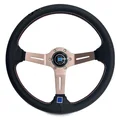 Spceddy Deep Dish Sports Steering Wheel | 14 Inch 350mm Perforated Real Leather | Universal 6-Hole 74mm PCD