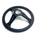 Spceddy Deep Dish Sports Steering Wheel | 14 Inch 350mm Perforated Real Leather | Universal 6-Hole 74mm PCD