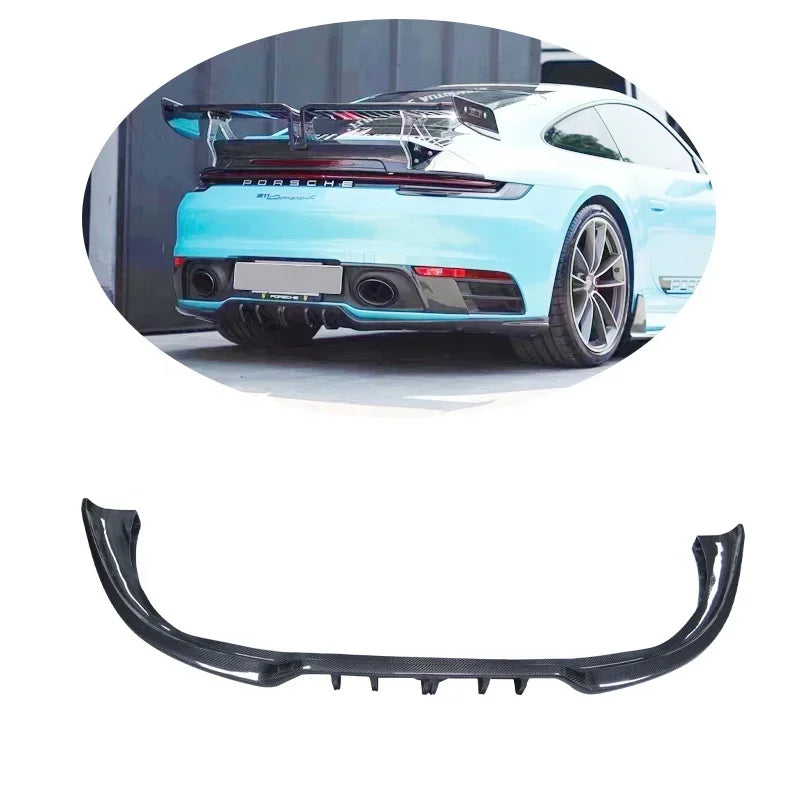 Techart Style Carbon Fiber Rear Diffuser for Porsche 911 992 (2020+) | Real Dry Carbon Rear Bumper Spoiler & Lip