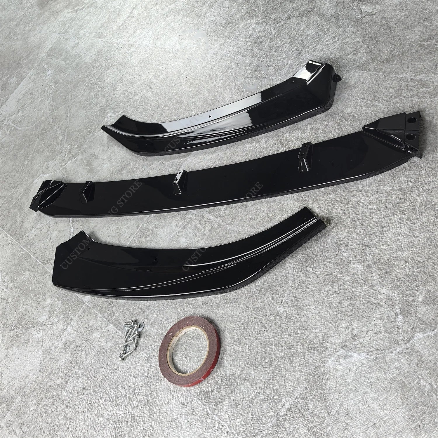 Maxton Style Gloss Black Front Lip Spoiler Splitter for Audi A3 S3 8V S-line (2017-2020 Facelift) | 3PC Set