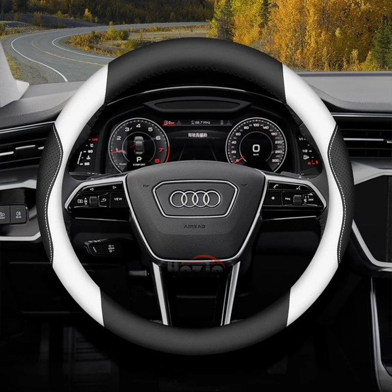 Universal Faux Leather Steering Wheel Cover for Audi A4 A3 A6 A5 Q5 Q3 Q7 TT | Fit B8 B9 B6 B7 B5 8P 8L 8Y 8V C5 C7 C8 C6 Models