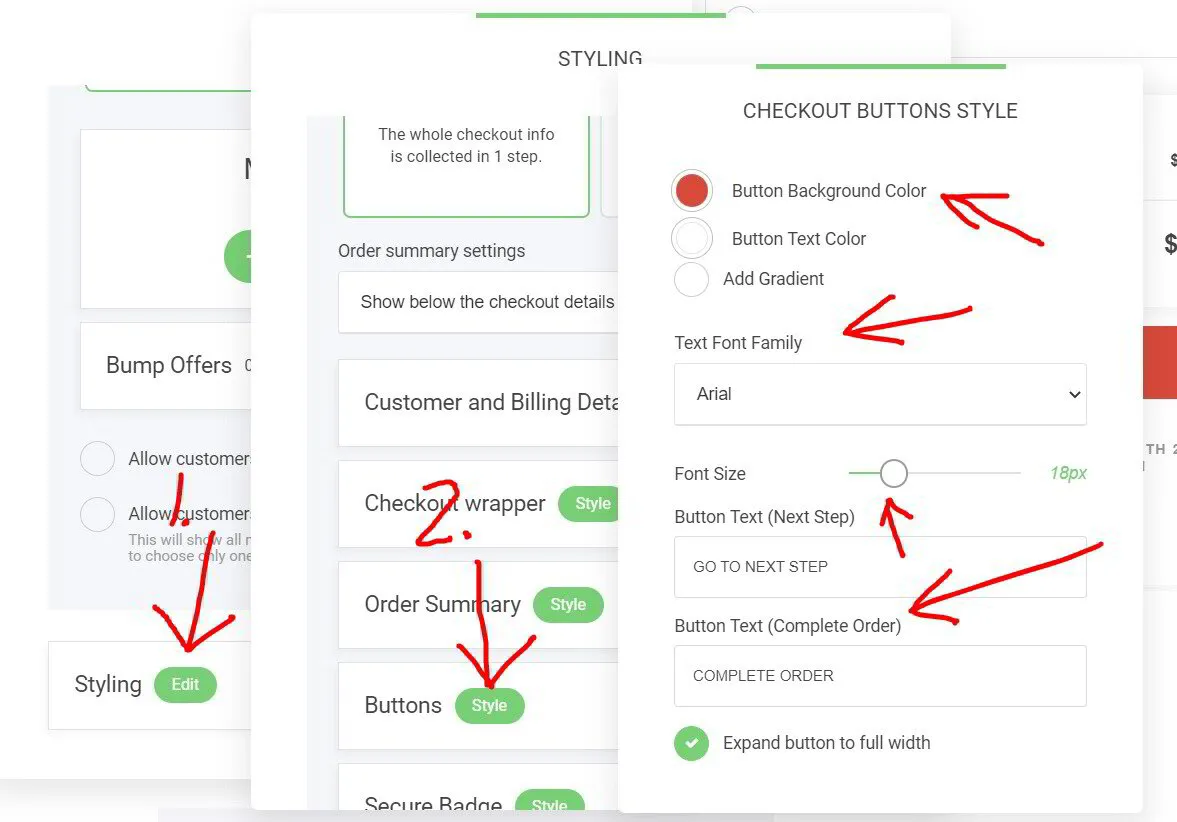 How do I customize a button on the checkout form?