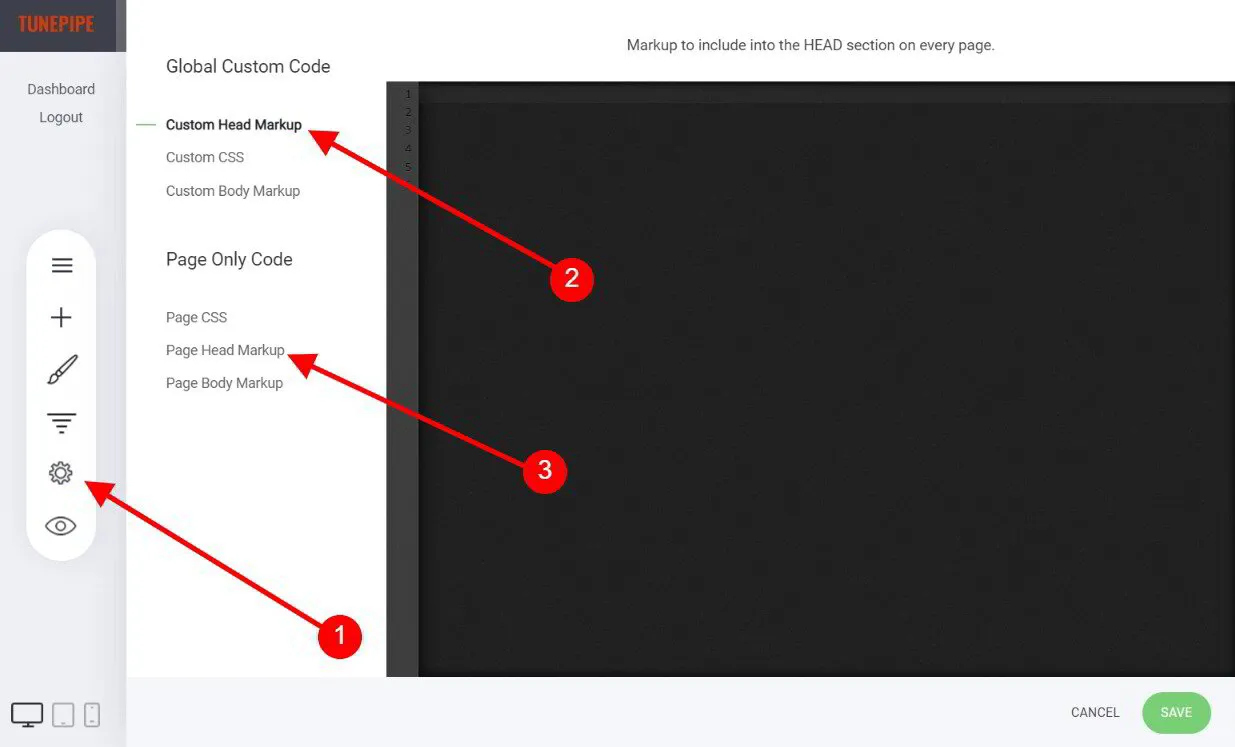 How do I add custom code to the header of my site or funnel?