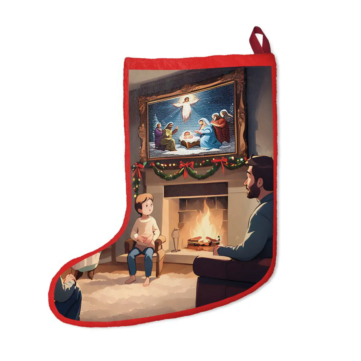 Pure Christmas Themed Christmas Stockings (Fireplace Image on the Back)