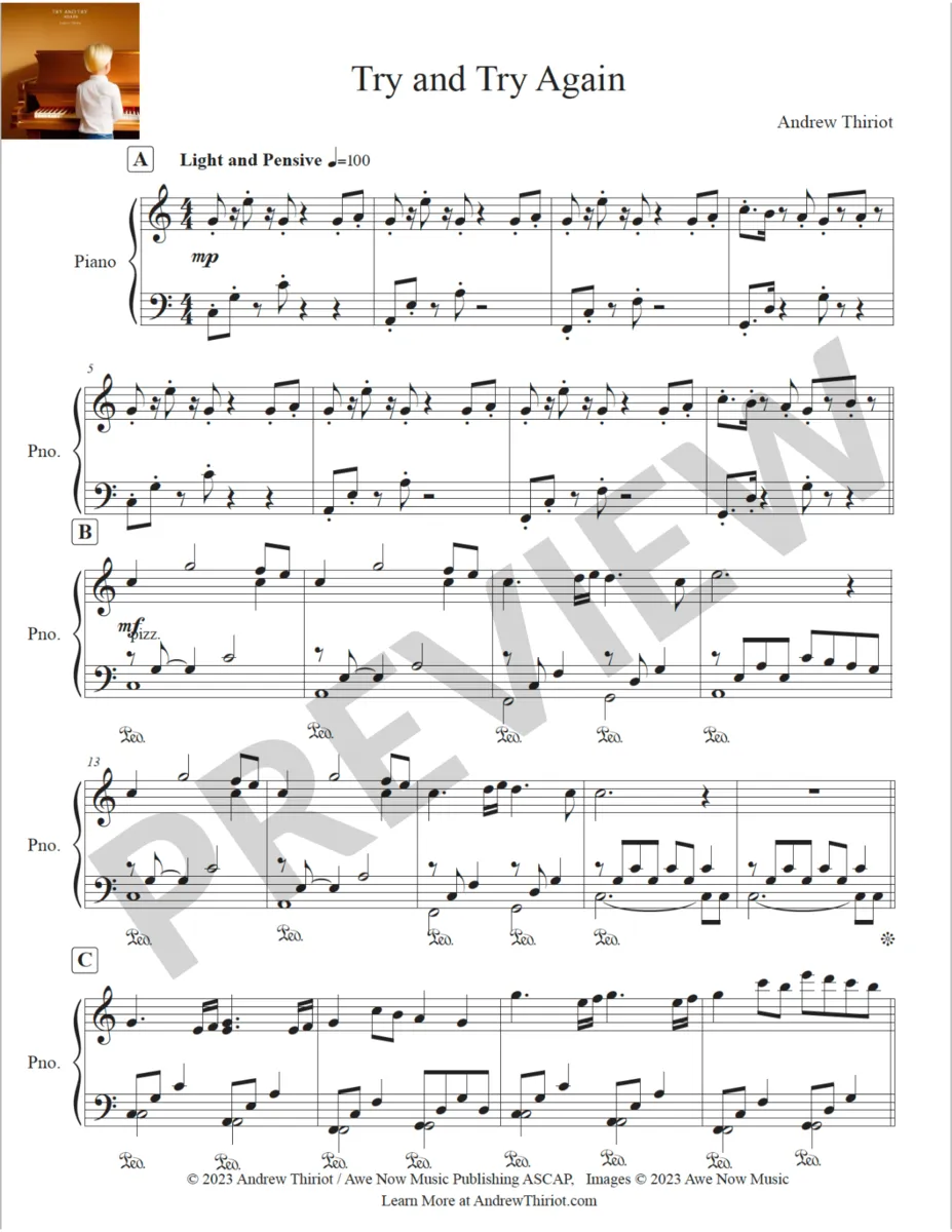 Sheet Music - Try and Try Again - Piano Solo