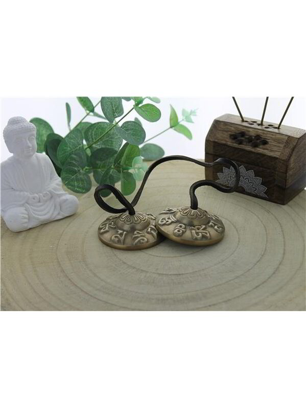 Cymbale Tibétaine en Bronze Gravure Mantra Petit Modèle 
