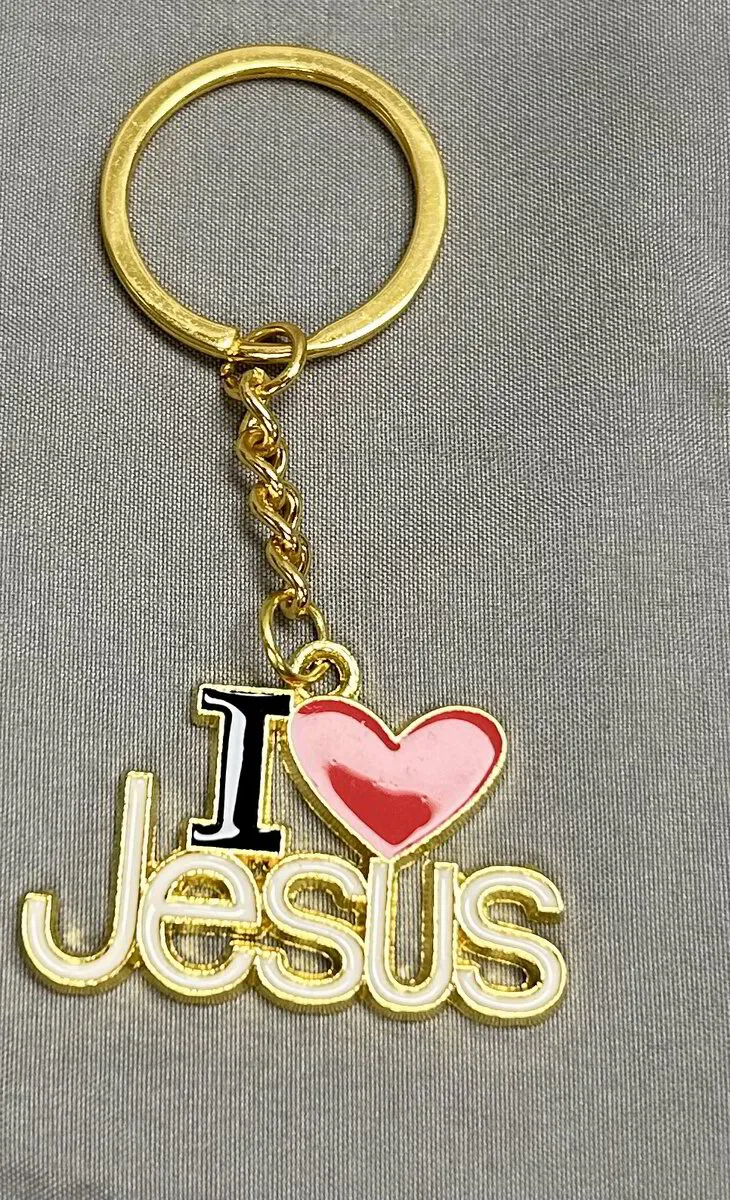I Love Jesus - Gold Keychain