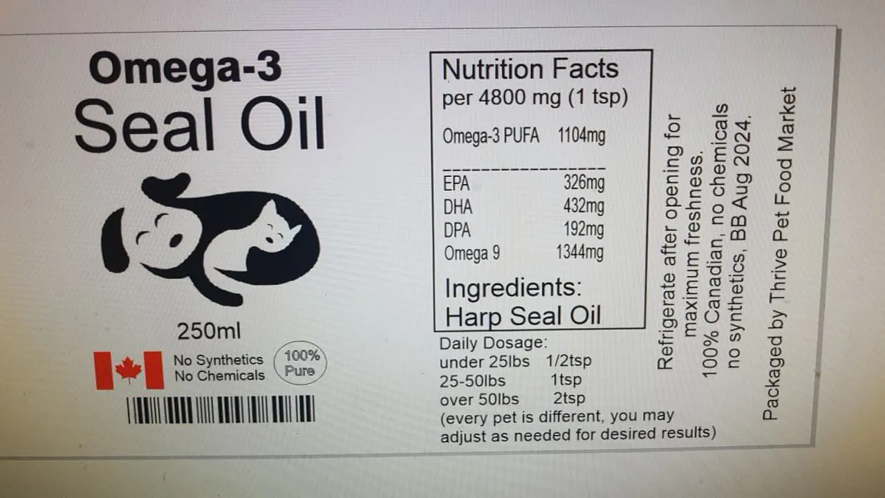 Omega-3 Seal Oil For Pets (Available only in Canada)