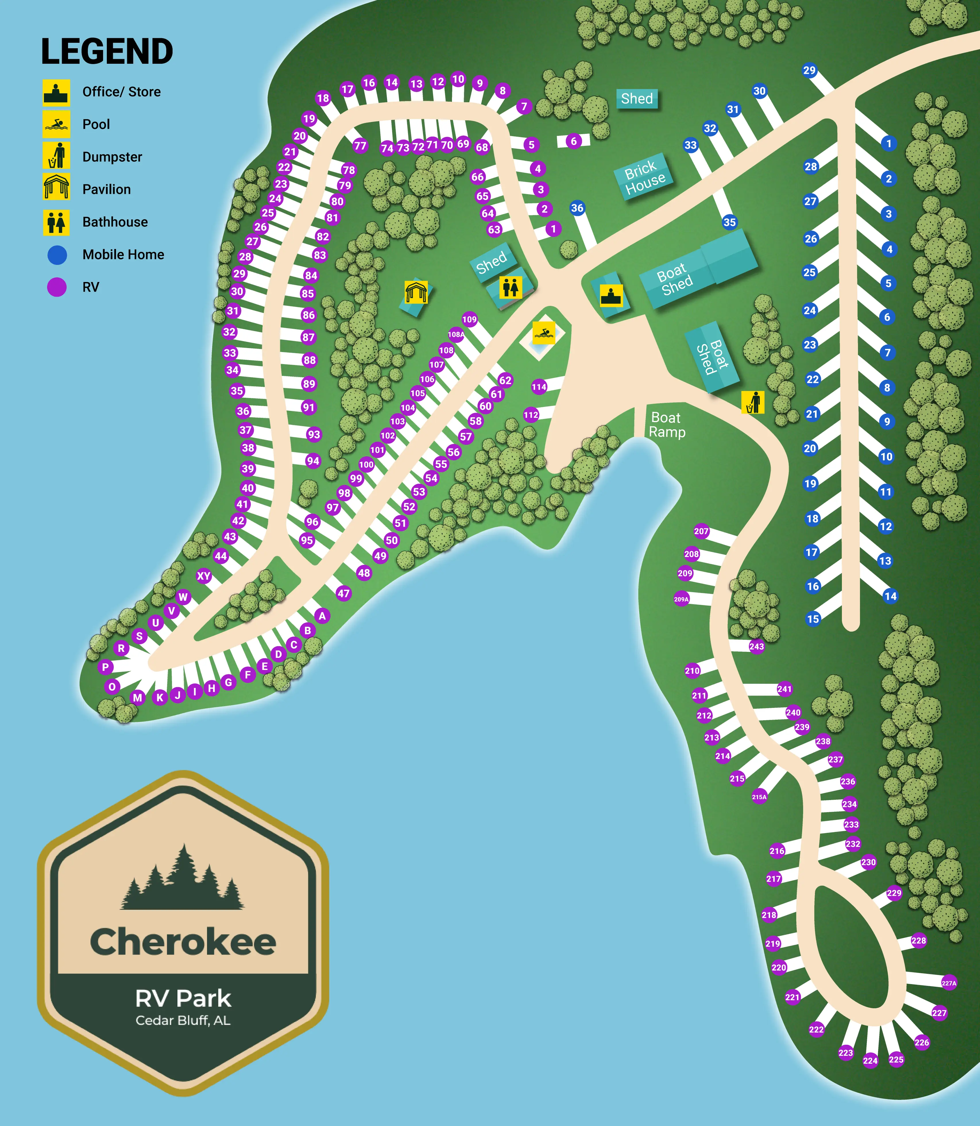 Cherokee RV Park in Cedar Bluff, AL