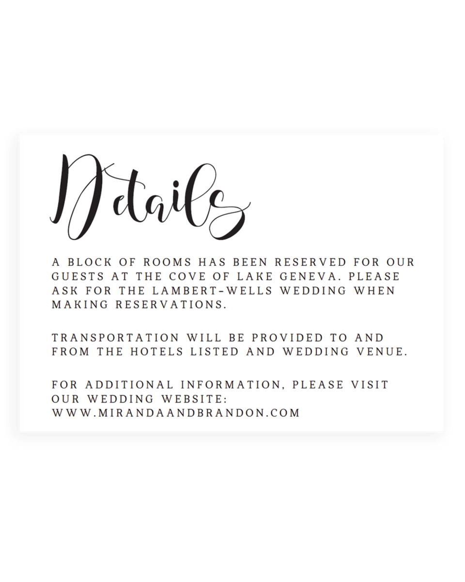 Calligraphy Wedding Details Card Template Pertaining To Wedding Hotel Information Card Template
