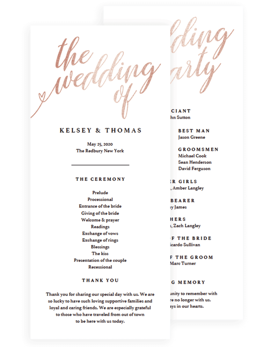 Glitter Wedding Order Of Events Card Downloads Fl1