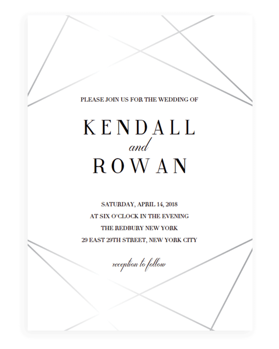 Geometric Wedding Invitation Template Silver Lines