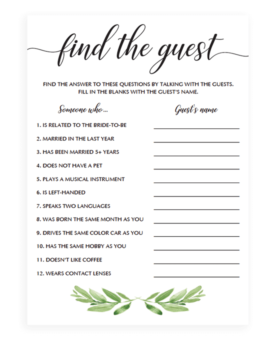 Find The Guest Game Free Printable Printable Templates