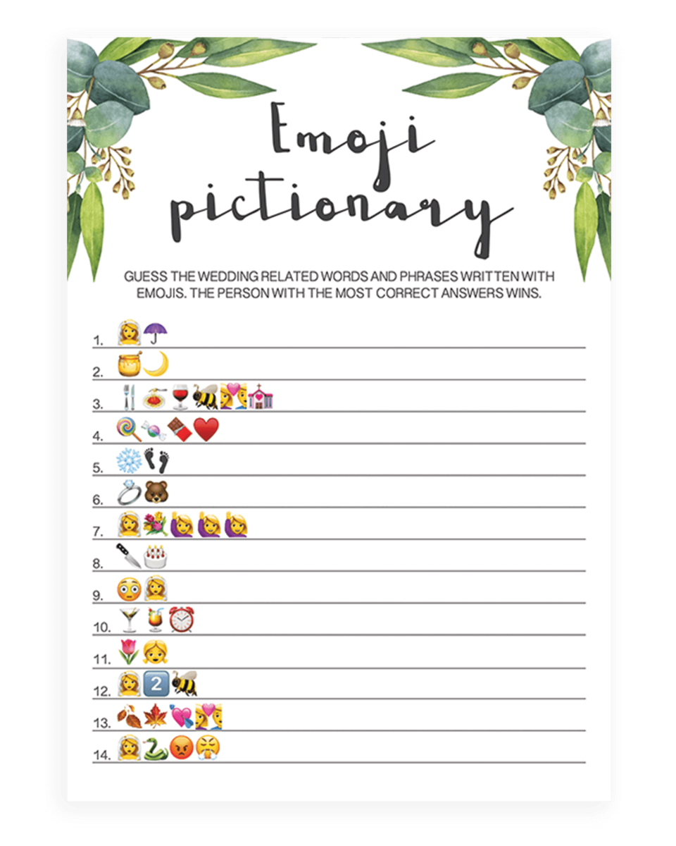 Free Printable Bridal Shower Emoji Game