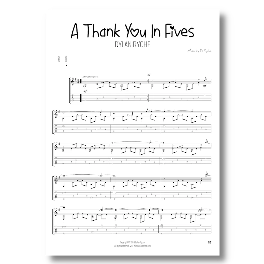 'A Thank You in Fives' - Guitar TAB