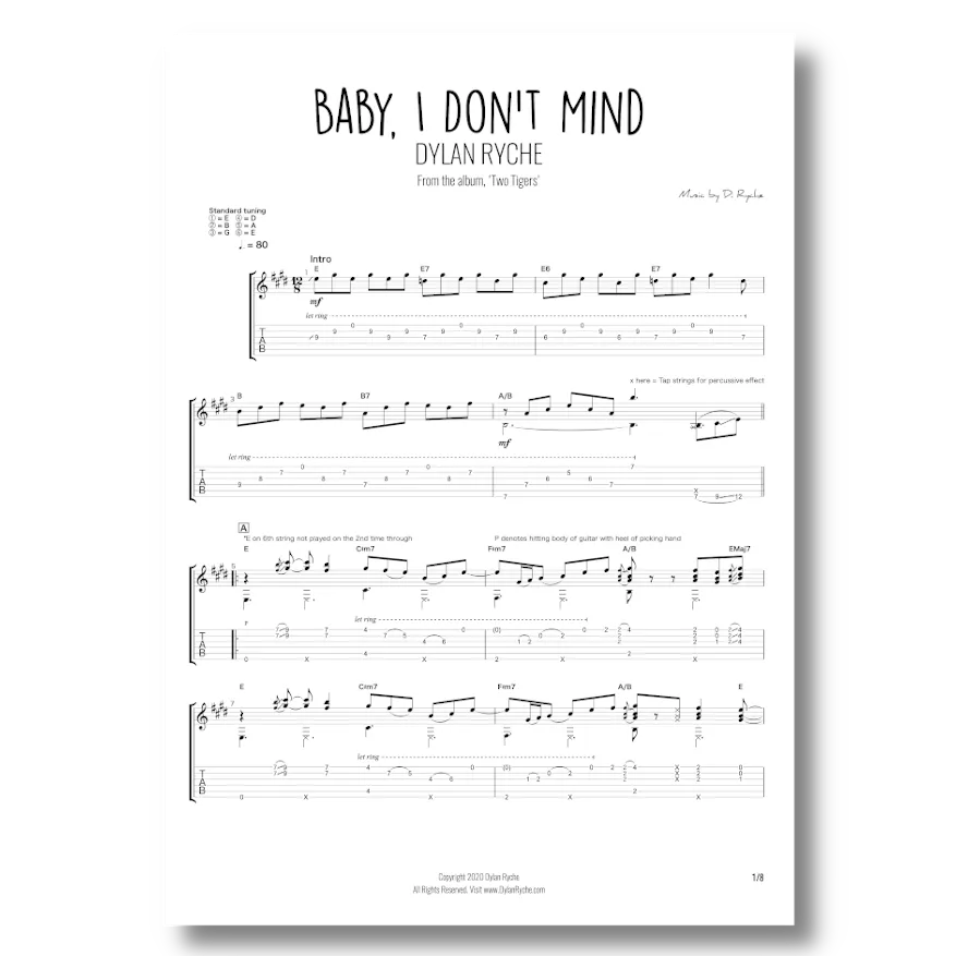 'Baby, I Don't Mind' - Guitar TAB