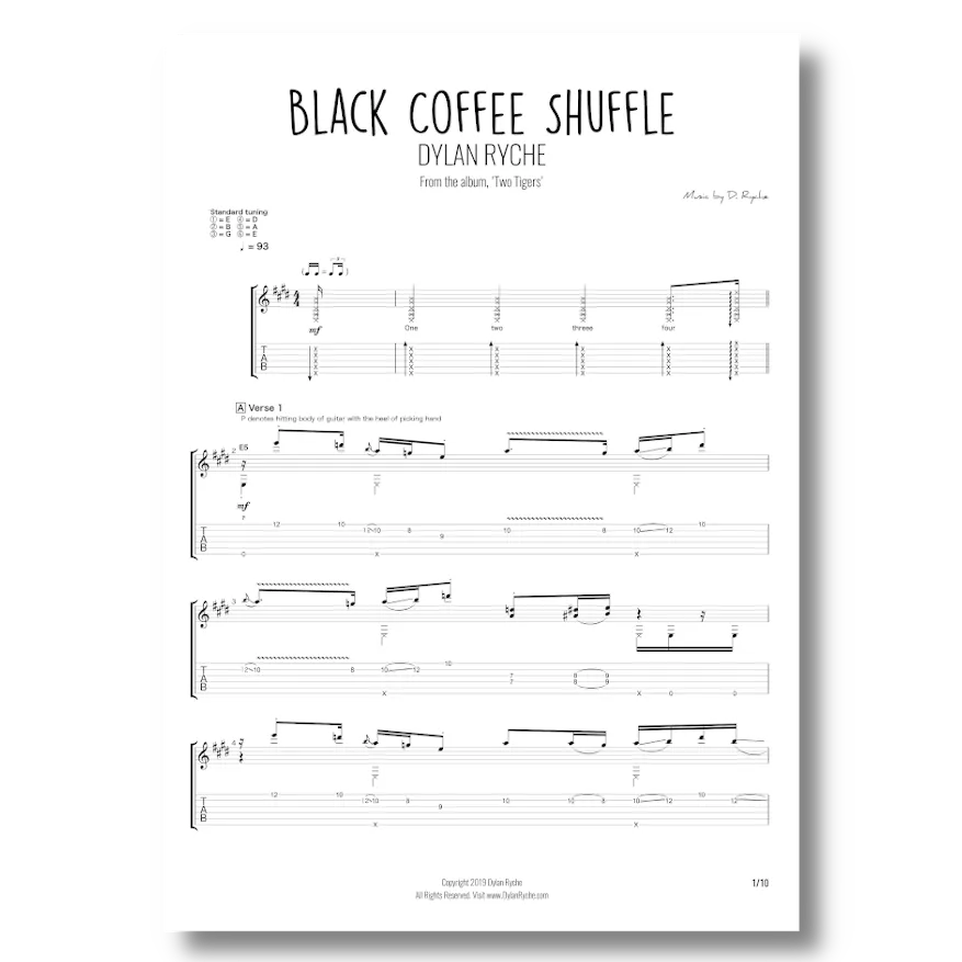 'Black Coffee Shuffle' - Guitar TAB