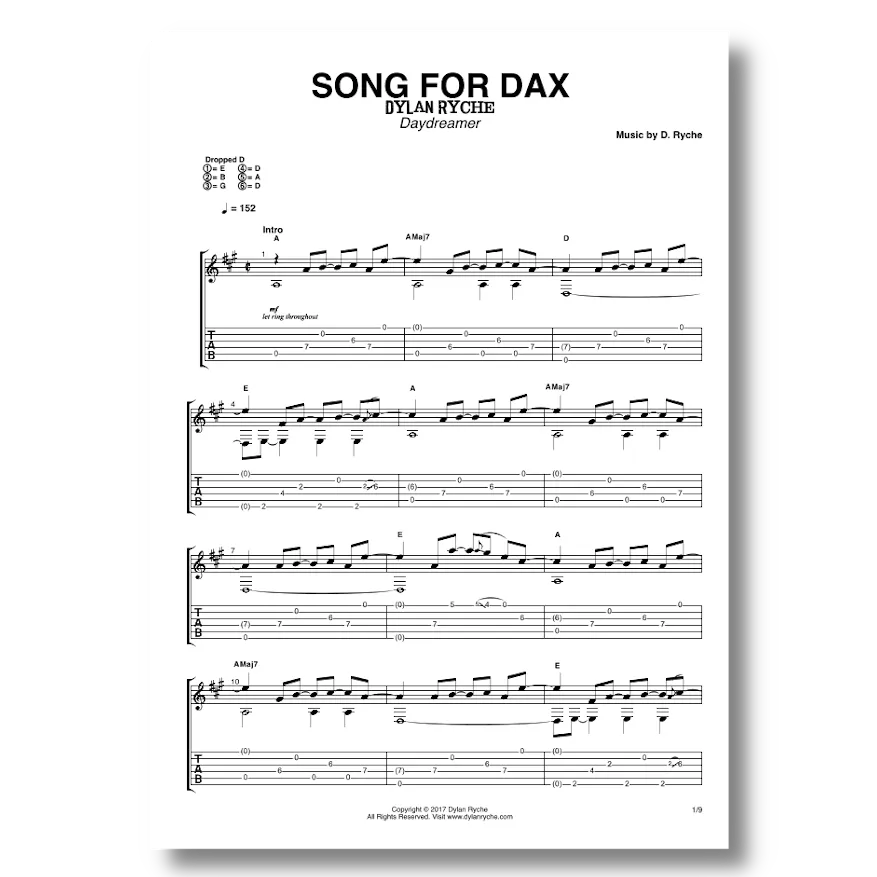'Song For Dax' - Guitar TAB