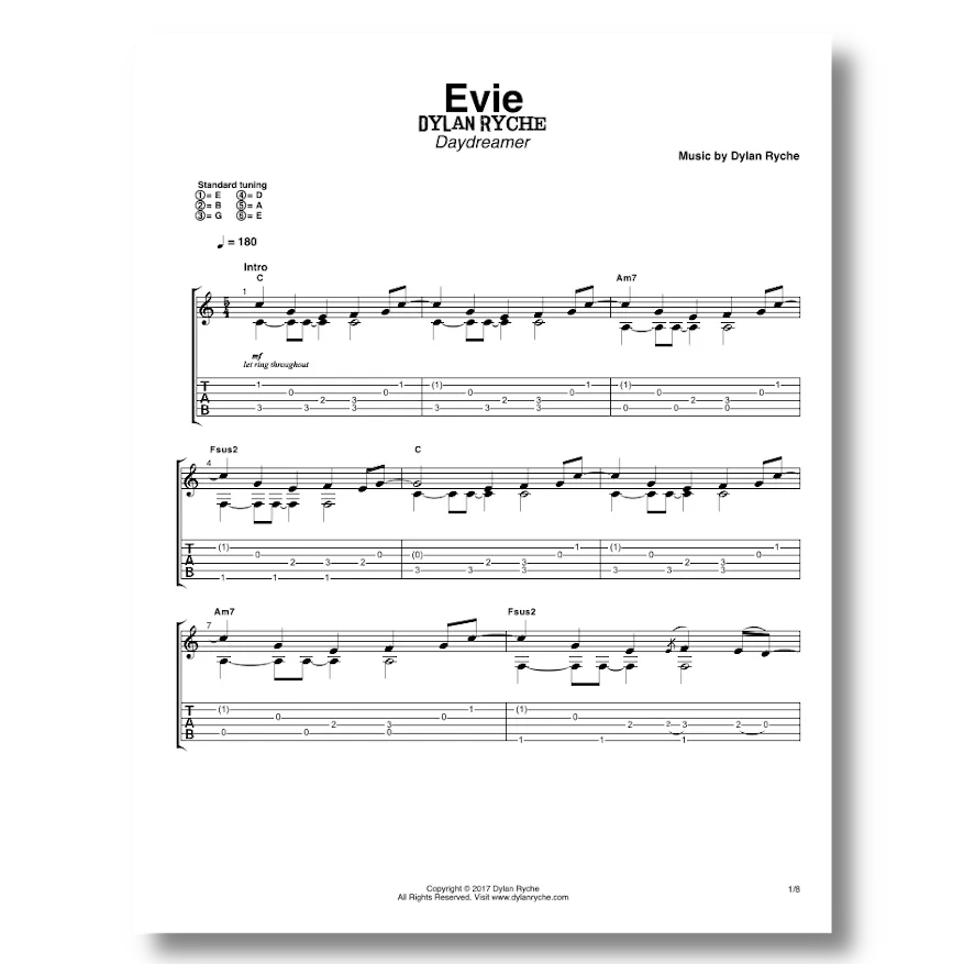 'Evie' - Guitar TAB