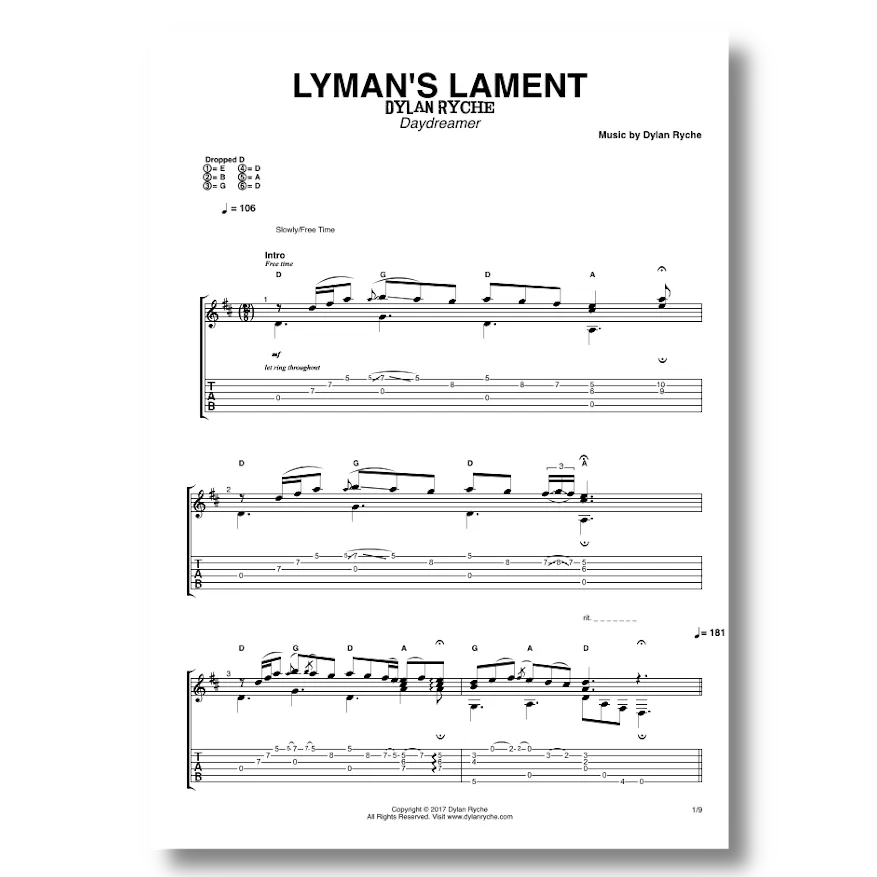 'Lyman's Lament' - Guitar TAB
