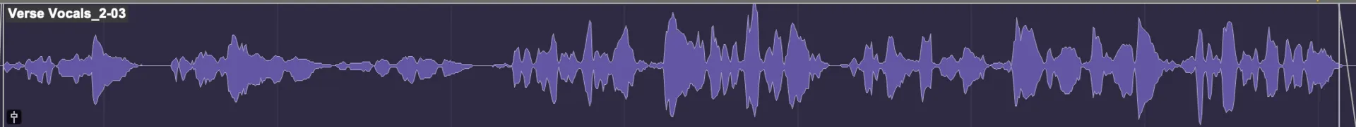 A waveform of a vocal recording in Pro Tools