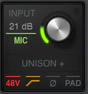 Input level within UAD console