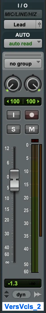 Pro Tools fader for an audio track