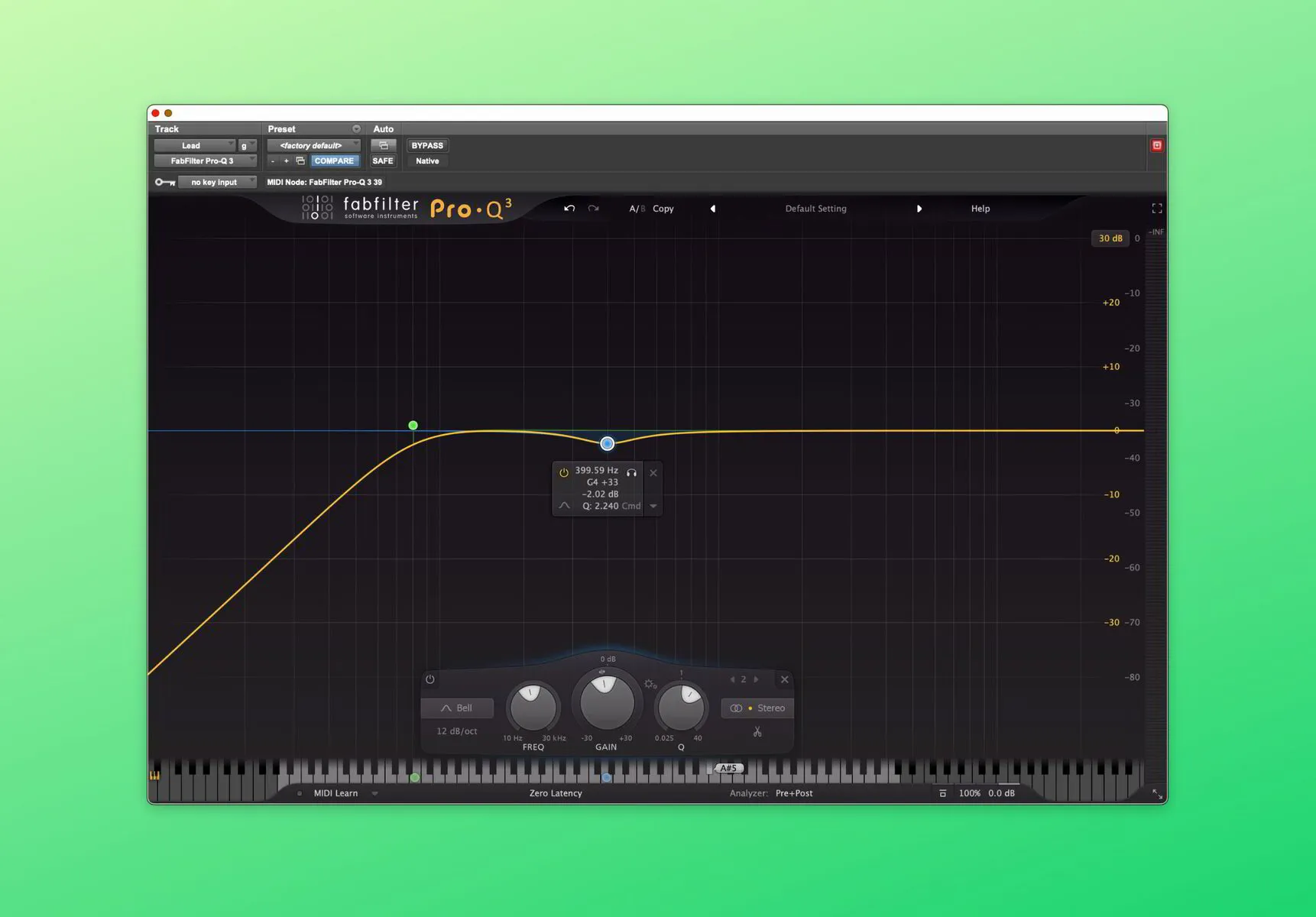 A Pro-Q 3 EQ Cutting Low Muddiness