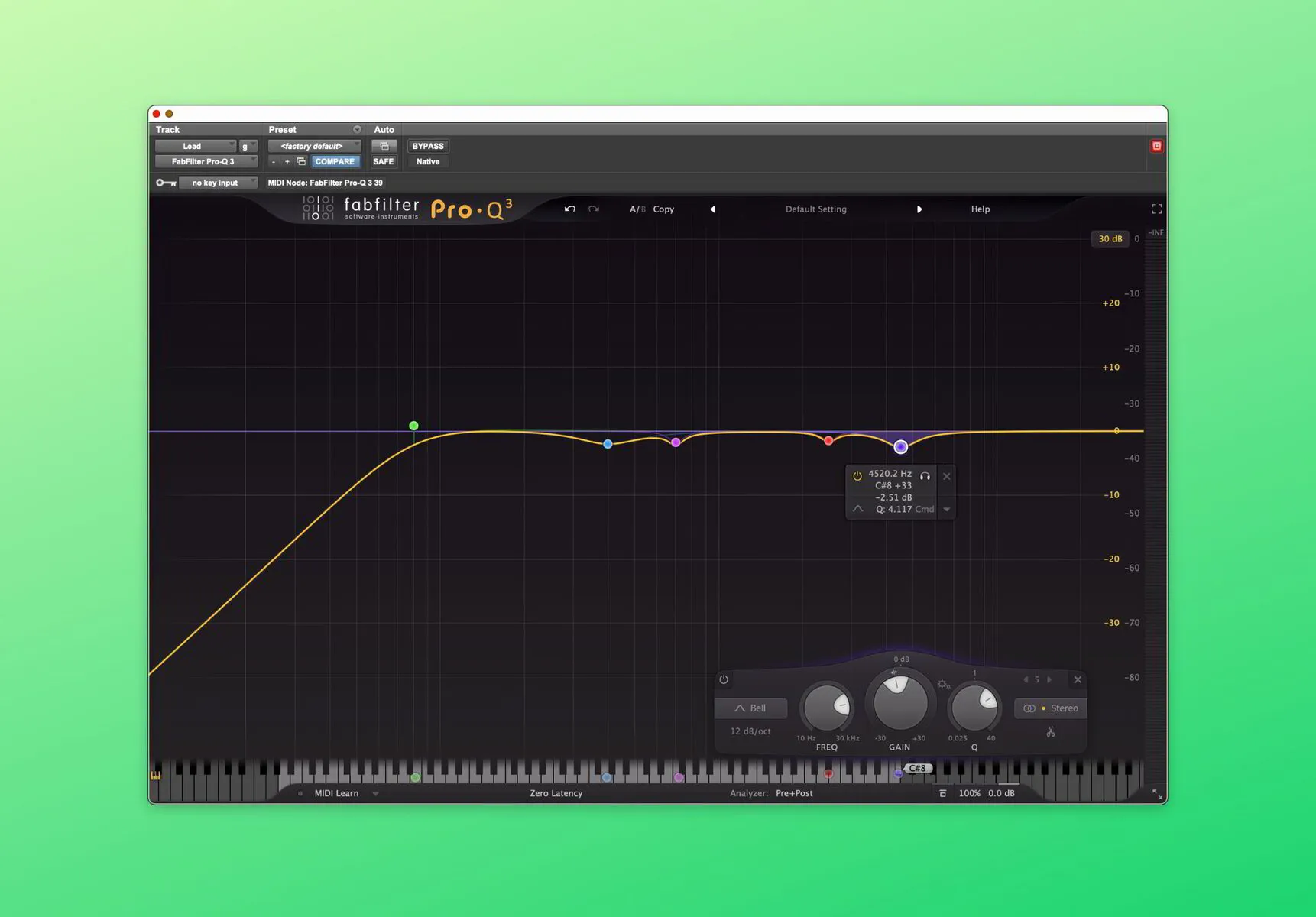 A Pro-Q 3 EQ Cutting Out Harsh Frequencies