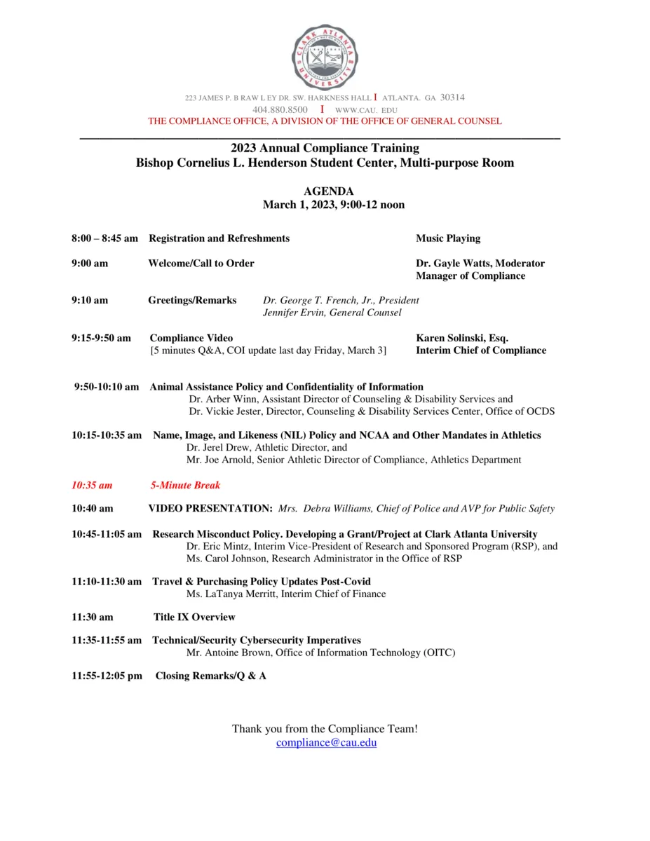 Annual Compliance Training Materials