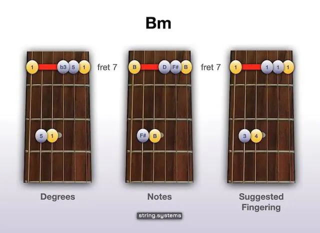 Bm Chord on Guitar - Moveable Barre