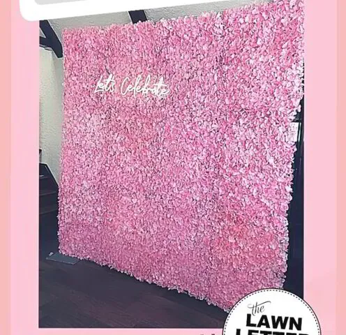 pink flowerwall backdrop option - photo booth rental