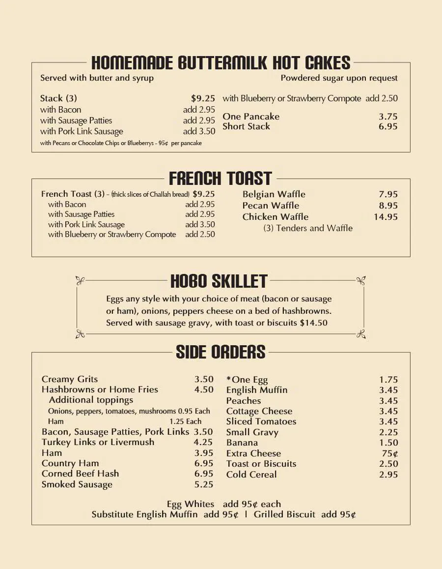 Menu | Tryon House Southern Cafe| Family Style Restaurant | Charlotte, NC