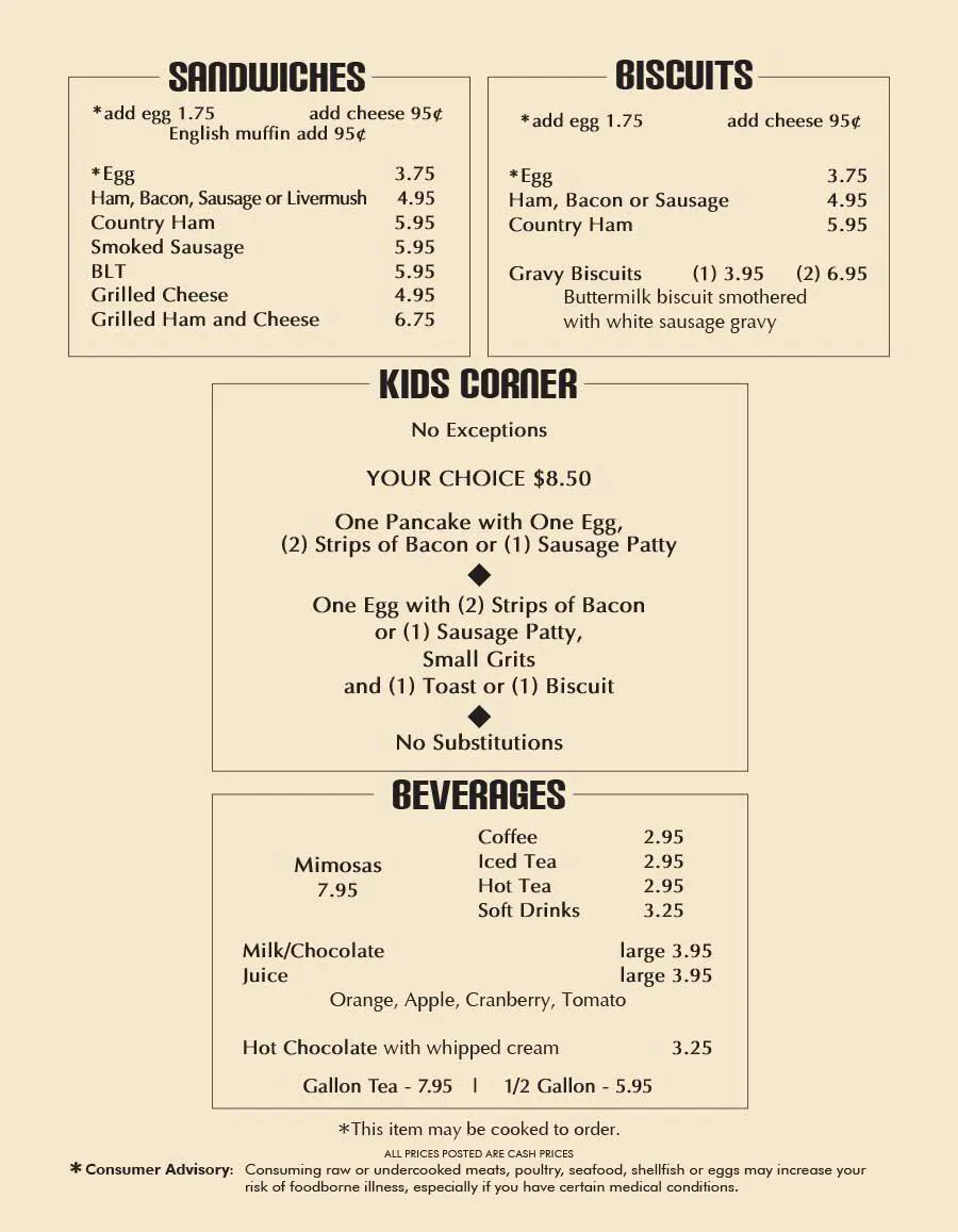 Menu | Tryon House Southern Cafe| Family Style Restaurant | Charlotte, NC